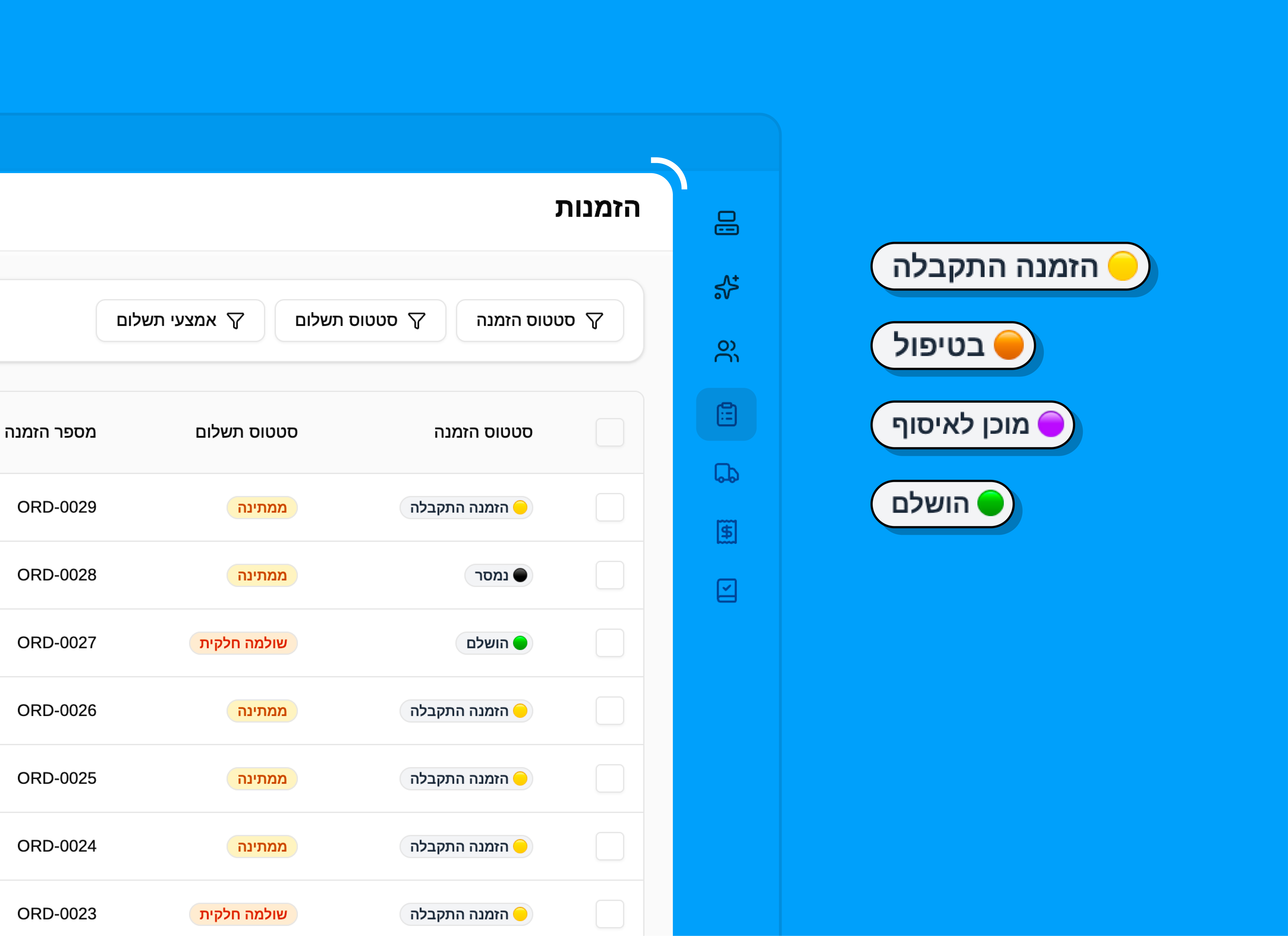 תוכנה לניהול מכבסות – ממשק ניהול הזמנות LaundryPro